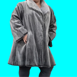 Tissavel France Vintage Vegan Faux Mink Coat M